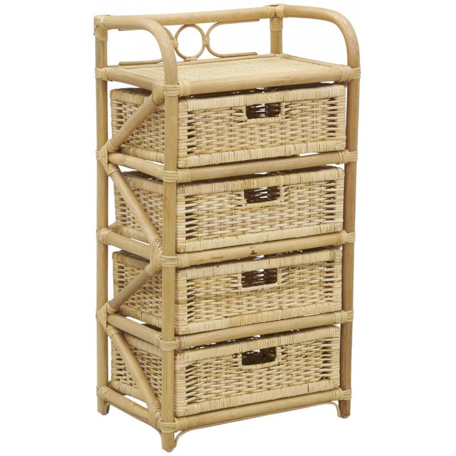 Commode en rotin AUBRY GASPARD à 4 tiroirs Tegal de 83 cm de hauteur