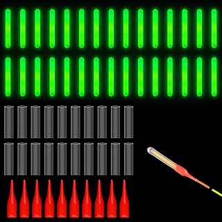 50 Piezas Glow Sticks para Pesca, 4.5 x 37.5 mm Luminosos, Luz Stick Cañas para Pesca Nocturna, Verde Fluorescentes