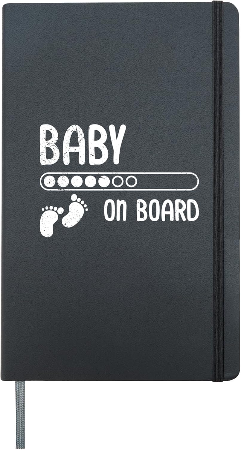 Expectant Mothers BABY AN BORD Funny Soon to be Mom Hardcover Journal, Black
