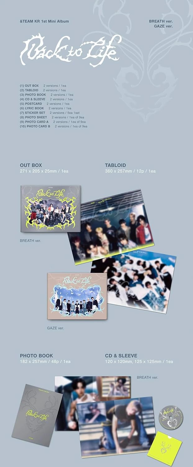 &TEAM Back to Life 1st KR Mini Album [BREATHE Ver.] Photobook + CD + 2 Photocard + Postcard + Sticker Set