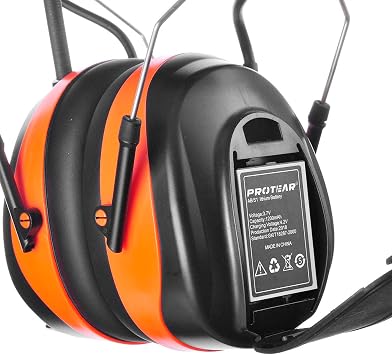 AM FM Radio Headphone,NRR 25dB Bluetooth Hearing Protection,Orange | 1200mAh Lithium-Ion Battery,Bluetooth 6.0,Cooling Gel Ear Cushion,Noise Reduction,Store up to 20 AM&FM