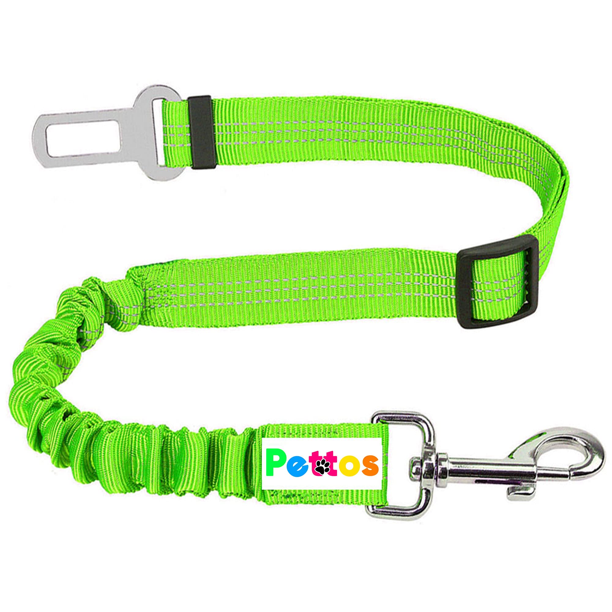 Petto™ Seat Belt for dogs with Anti shock Bungee Buffer One of Important Car Travel Accessories for Dogs Adjustible, Elastic (Green)