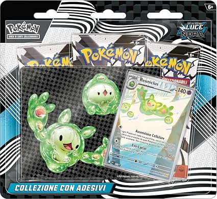 Pokémon: collezione con adesivi (Reuniclus) dell’espansione Scarlatto e Violetto - Luce Nera del GCC Pokémon (una carta promozionale olografica e tre buste di espansione)