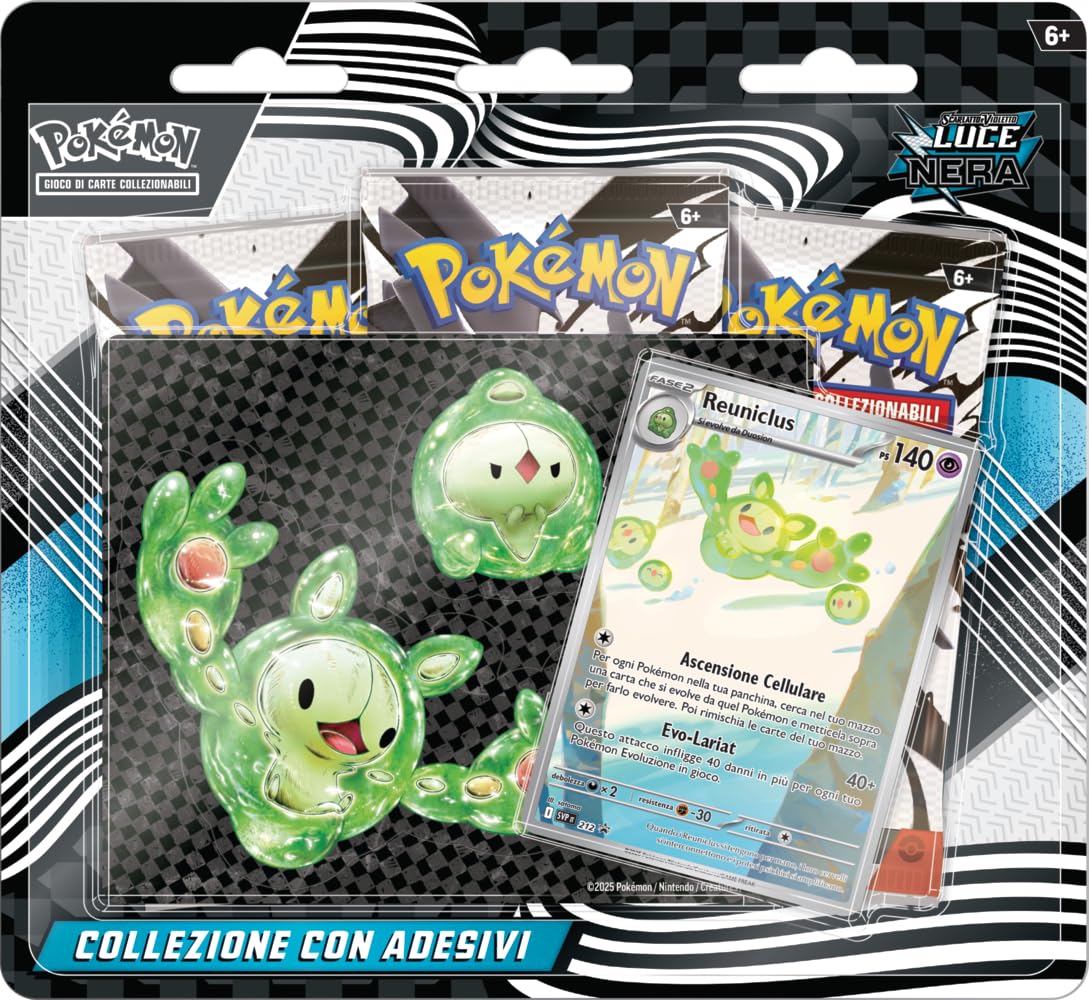 Pokémon: collezione con adesivi (Reuniclus) dell’espansione Scarlatto e Violetto - Luce Nera del GCC Pokémon (una carta promozionale olografica e tre buste di espansione)