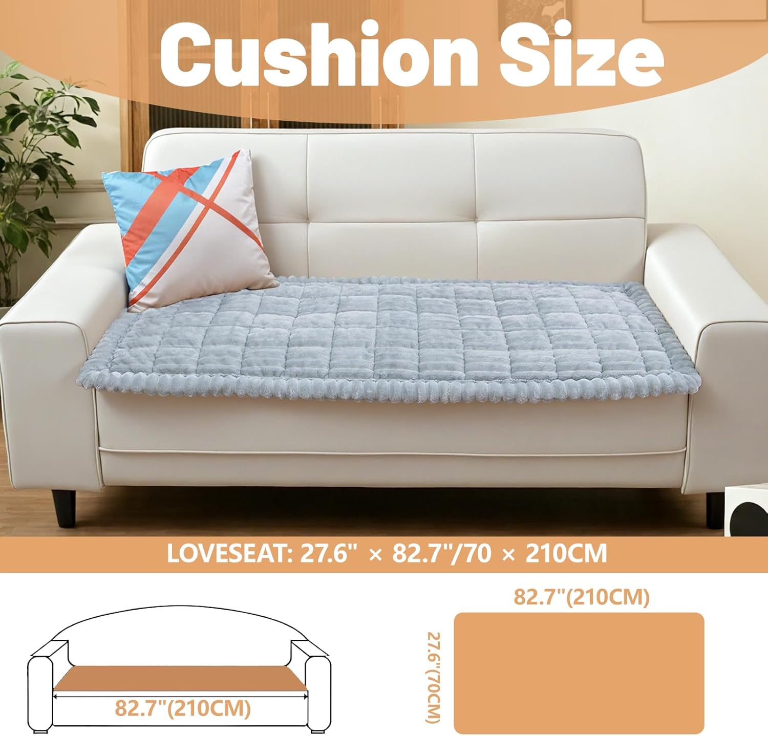 Waterproof Couch Cover for Dogs Washable,Non Slip Fuzzy Pet Couch Covers for 2/3 Cushion Sofa,Thick Soft Pet Friendly Dog Bed Mat for Couches and Sofas