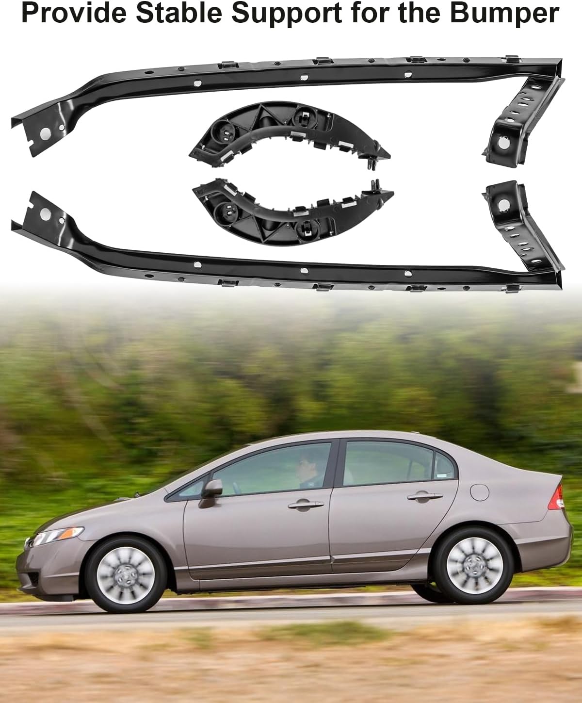 Front Headlight and Bumper Bracket Mount Support Retainer Kit Fit for Honda Civic Sedan 2006-2011 Replace 71190-SNA-A00 71140-SNA-A00 HO1066106 HO1067108, Left & Right Side 4 Pcs