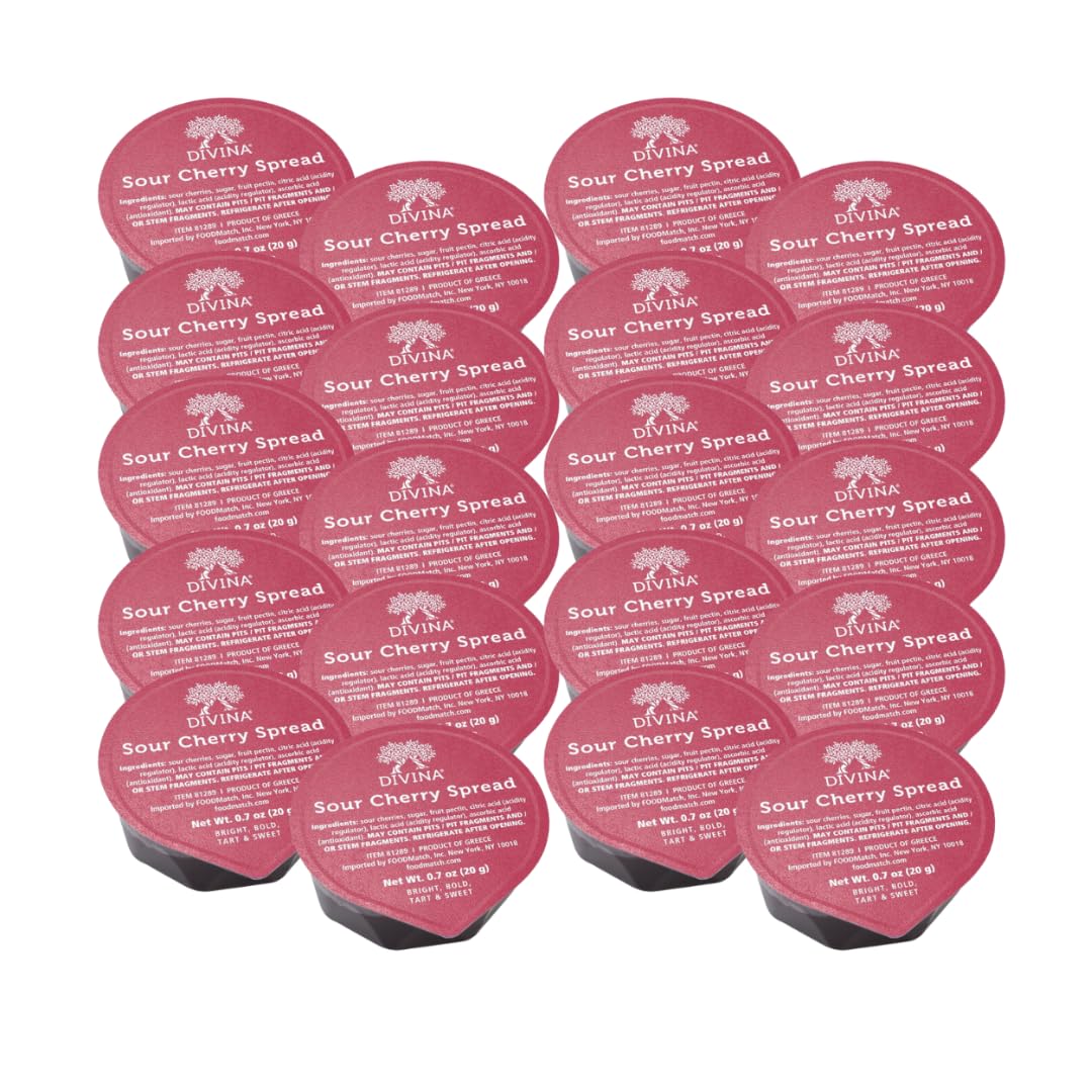 DIVINA Spreads Portion Mini, 0.7 oz, 20 Count (Sour Cherry Spread)