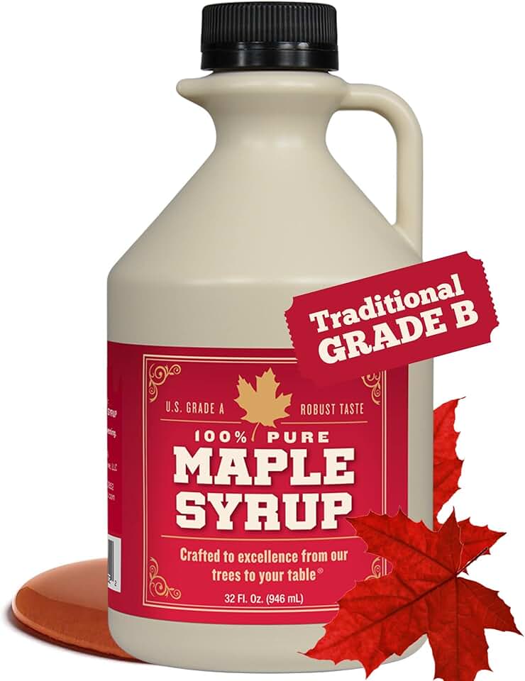 Grade B Maple Syrup 32 Oz Jug – 100% Pure Maple Syrup (Now Grade A Dark) Bold, Robust Flavor – Artisan Maple Syrup Gift – USA-Made