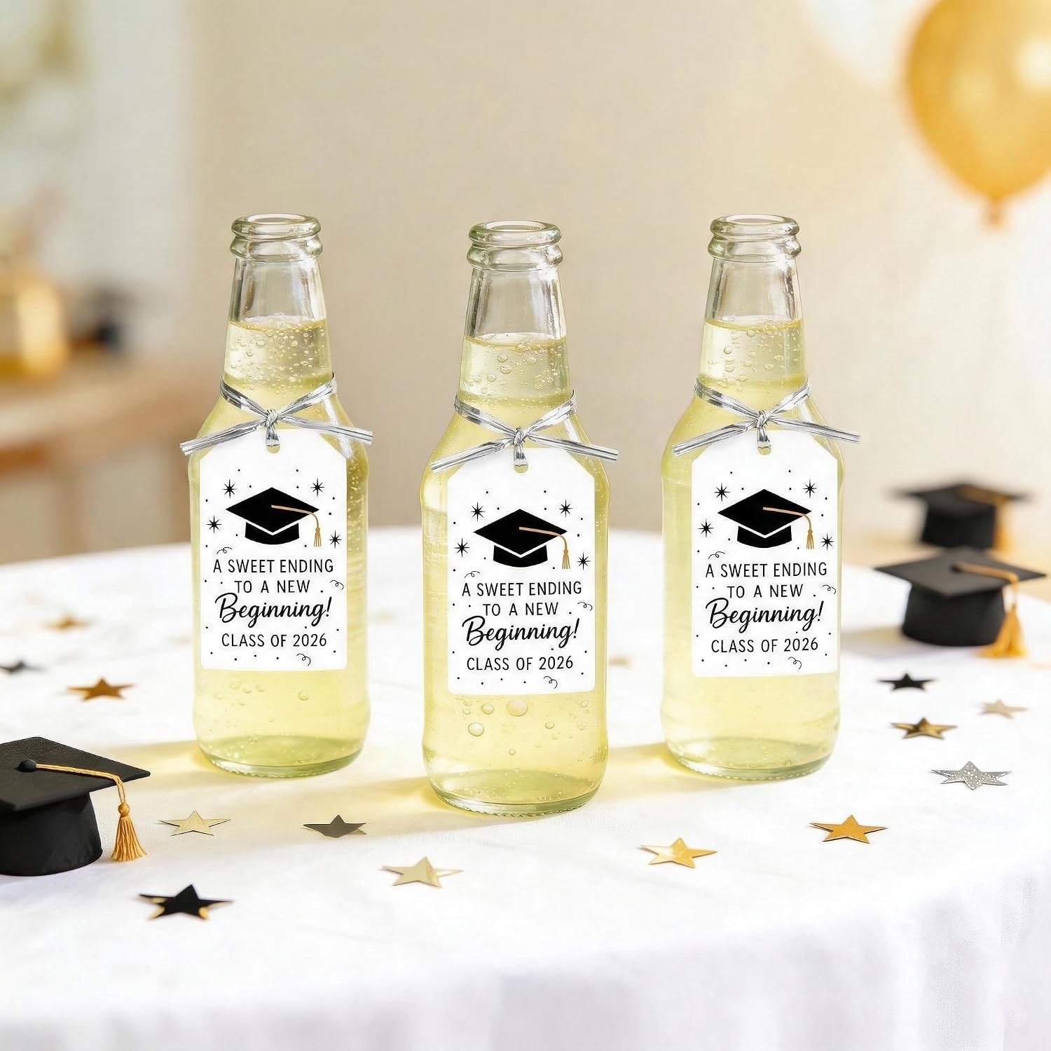Class of 2026 Graduation Tags: Smudge-Free Writable Cardstock 40Pcs 2x3.5 Rectangular Hanging Labels with 40 Metallic Ties for Gift Bags, Favor Jars, Flower Bouquets & Senior Party Decor image 3