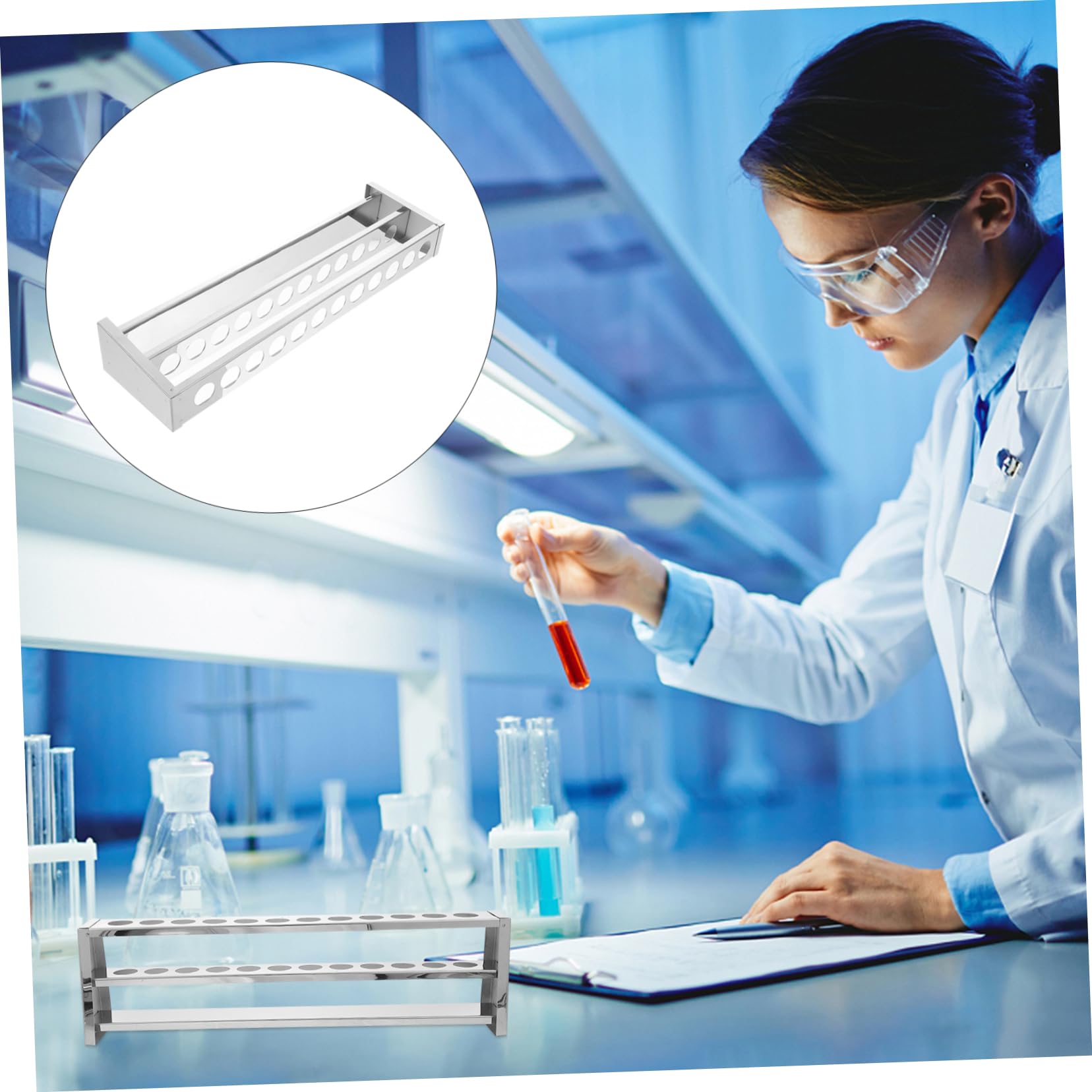 TOPBATHY Edelstahl Reagenzglasständer für Labor Stabiles und Robustes Metallisches Reagenzglasgestell Leicht Tragbar für Wissenschaftliche Forschung und Industrie