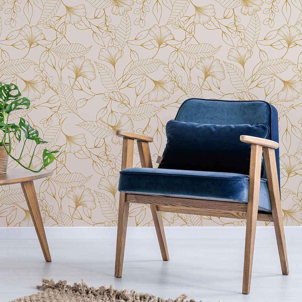 Walls By Me Beige Flower Peel and Stick Removable Wallpaper 5406