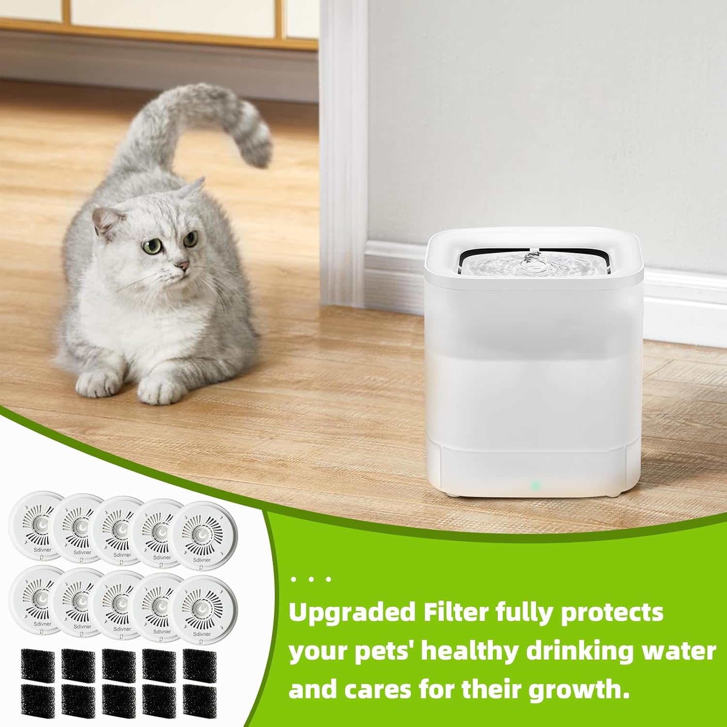 10 Pack Upgraded Filter Units 3.0 for PETKIT EVERSWEET SOLO SE/EVERSWEET SOLO 2 / EVERSWEET 3 PRO/EVERSWEET 3 PRO UVC Pet Water Fountains, 4 Layer Filtration Removes Impurities From Water