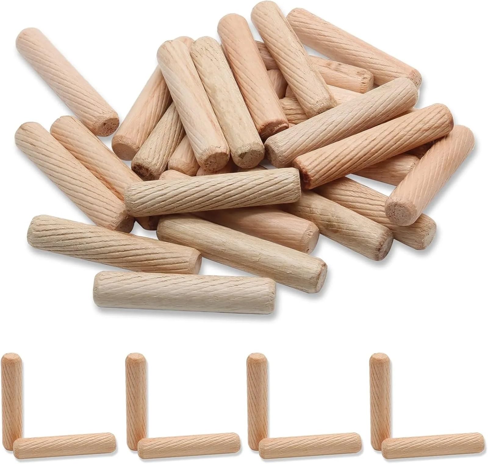 Wspólne kołki łączące, 1000 sztuk/paczka Okrągły 6 * 40 mm 8 10 Szuflada szafki karbowany DIY Obróbka drewna do przyrządów kołków Wiertarka mebli Rzemiosło(10x40)