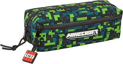 Safta Minecraft TNT - Portatodo Triple Pequeño, Estuche Infantil, Estuche Niño, Ideal para Niños en Edad Escolar, Cómodo y Versátil, Calidad y Resistencia, 22x6x8.5 cm