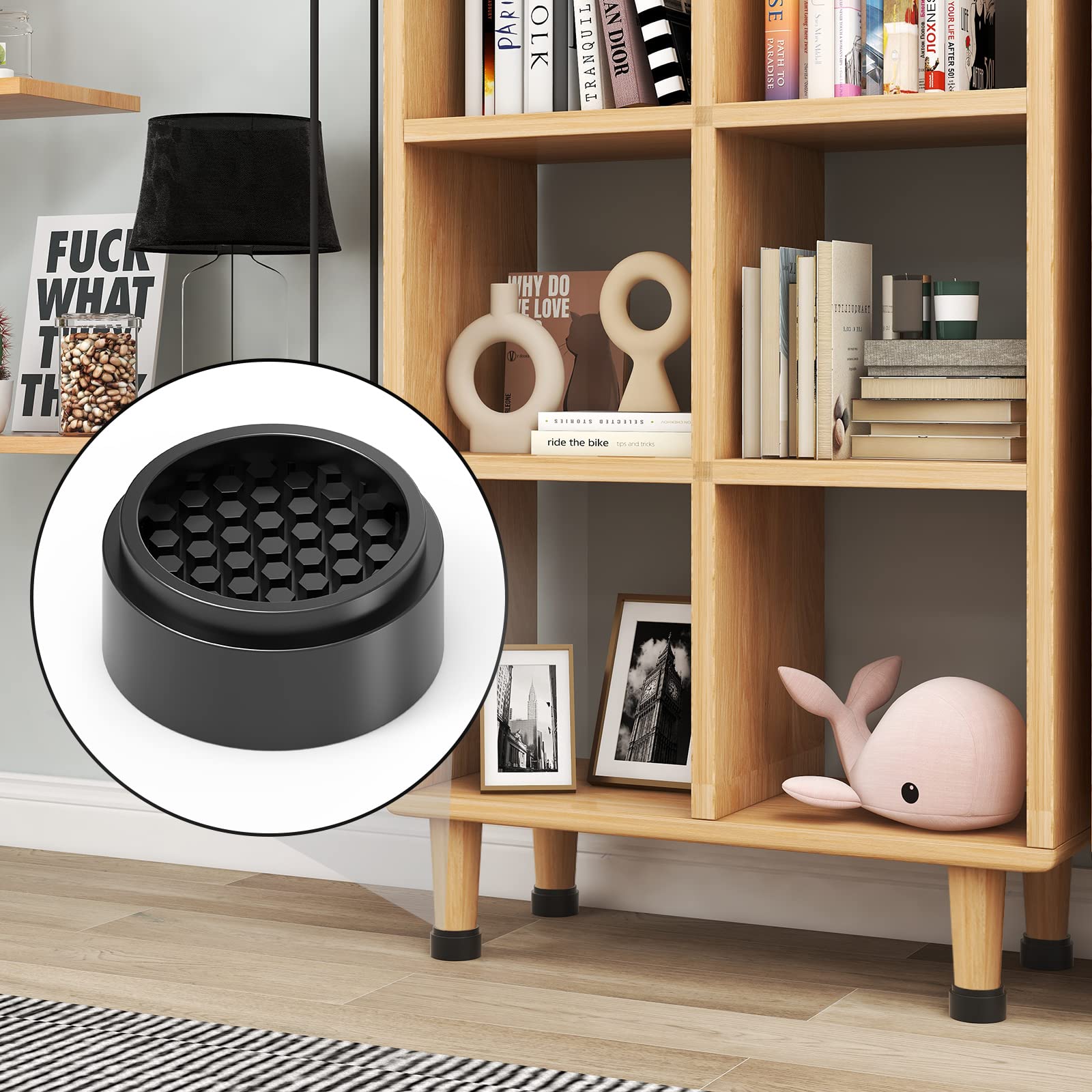 Ezprotekt Confezione da 12 rialzi rotondi regolabili per mobili da letto, impilabili da 2,5 cm, creano ulteriori 2,5 cm, 5,1 cm o 7,6 cm di altezza per divano, letto, tavolo, sedia, gomma antiscivolo