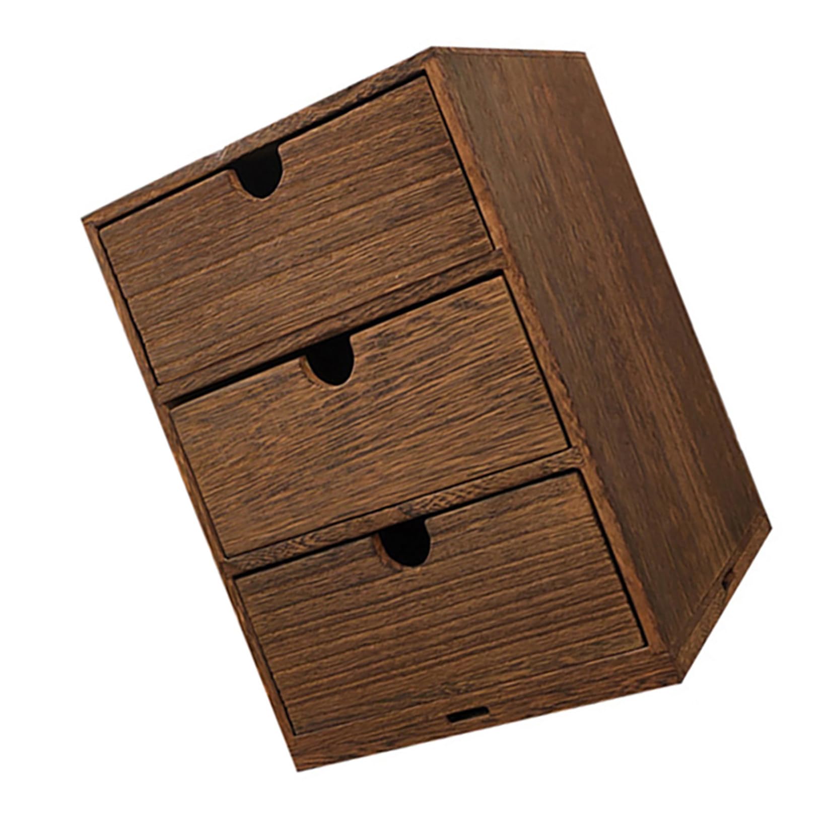 Boîte de rangement en bois naturel marron GALPADA, l'élégance du multicouche à tiroirs