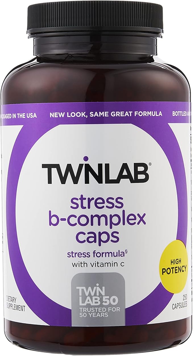 Twinlab Stress Caps Energy Support Supplement with Vitamin B12 and B6