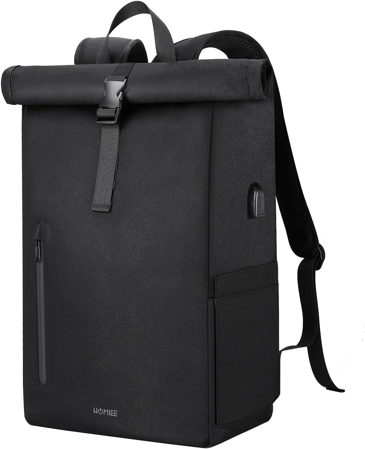 HOMIEE Roll Top Backpack for Men 17.3 Inch Waterproof Laptop Travel Backpack with USB Port, Anti-theft Work Bag School Bag Casual Daypack for Travel Business Work Hiking Camping School