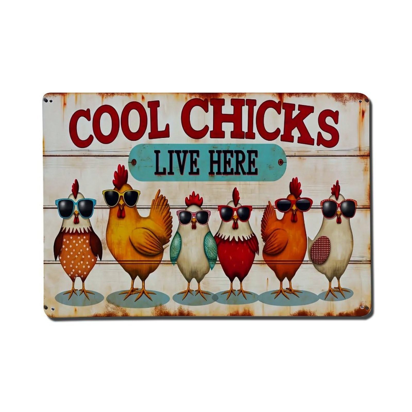 Cool Chicks Live Here Sign Metal Tin Sign Plaque