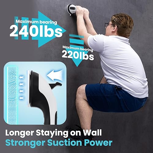 Miniatura 24 de TAILI - Barras de sujeción para la ducha con ventosa, paquete de 2 unidades, de 16 pulgadas, resistente y removible, sin taladro, impermeable