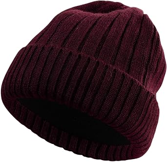 M/L/XL/XXL Wool Cuff Beanie for Men Women, Fleece Lined Warm Winter Hats Knit Skull Cap for Big Head