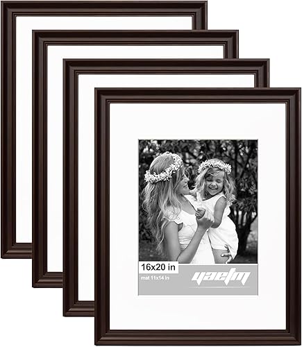 Miniatura 18 de Yaetm Portarretratos dorado de 16 x 20 pulgadas con paspartú de 11 x 14 pulgadas, juego de 4 unidades, molduras de 1.4 pulgadas de ancho y marco