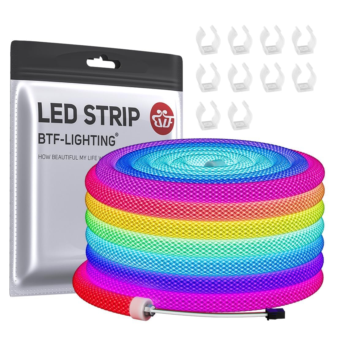 BTF-LIGHTING Ruban LED Néon WS2811 IC RGB 5M 50LEDs/m 5V IP67 adressable