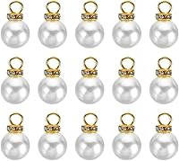Vista 19 de PATIKIL 100 cuentas de perlas de perlas de imitación con diamantes de imitación DIY para hacer joyas, pulseras y aretes Plateado blanco