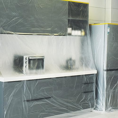 Miniatura 8 de 3 rollos de película adhesiva precintada de 9 pies x 90 pies + 6 rollos de cinta adhesiva azul de 0.94 pulgadas x 60 yardas