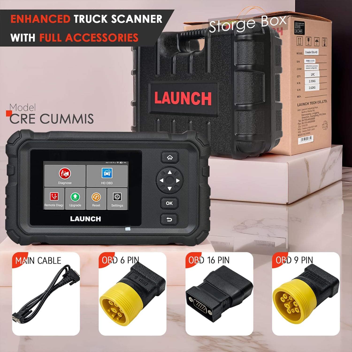 LAUNCH Creader Elite HD CRE CUMMIS Full System Heavy Duty Truck Scanner Semi Bidirectional Diesel Diagnostic Scan Tool with DPF Regen, 40+ Reset for Cummins