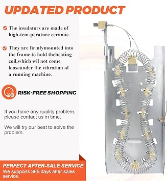 2026 UPGRADE 3387747 WP3387747 W11344457 Dryer Heating Element by Beaquicy Suitable for Whirlpool Kenmore elite he4/90 series heating element medc700vw0, 110.82822101, gew9200lw1, gew9250pl0, etc