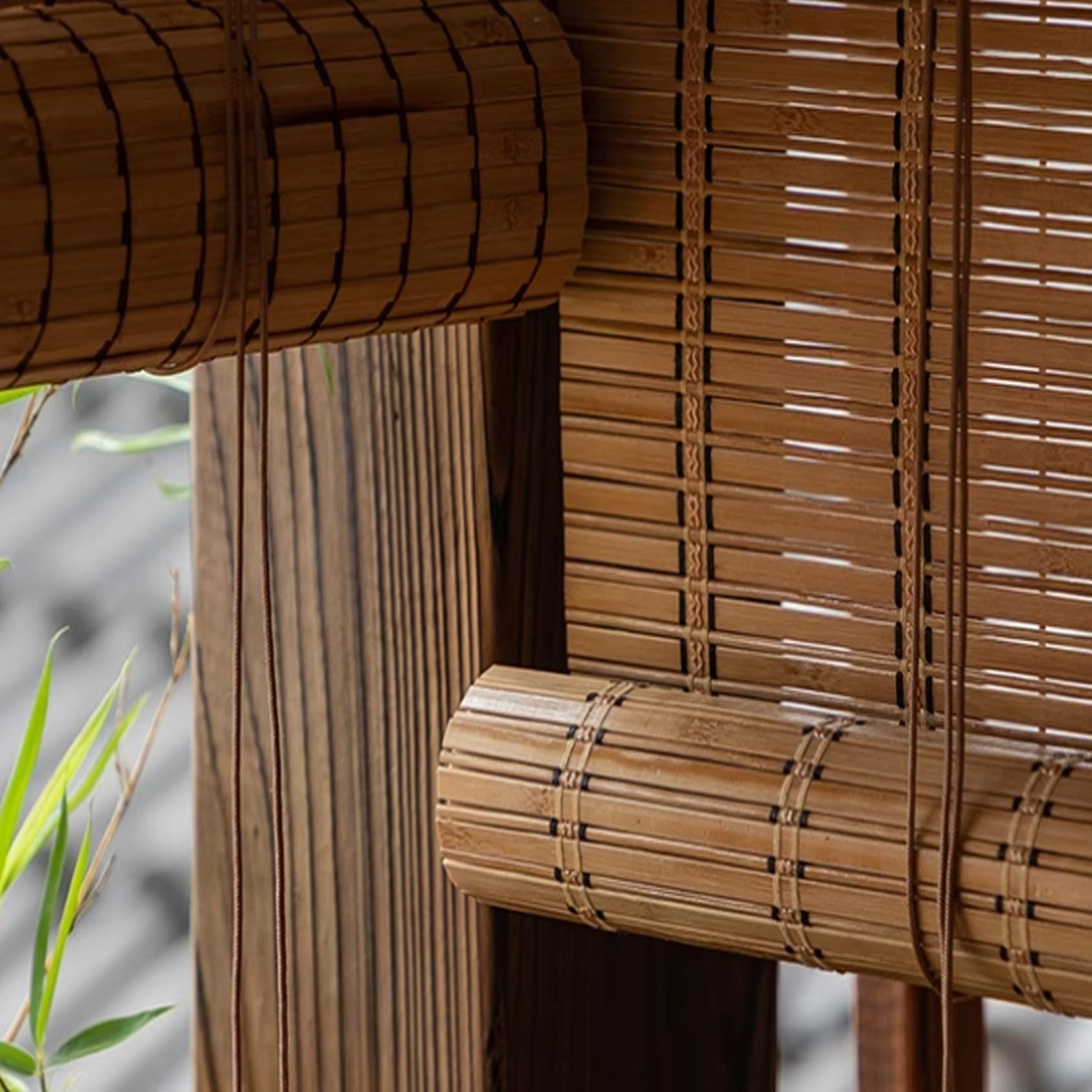 Natürlich Bambusrollo,Terrasse Bambus-Rollo für Garten,Atmungsaktiv Mit Lifter Natur Holzrollos Sonnenschutz Jalousie Für Innen-/Außen,Fenster,Balkon