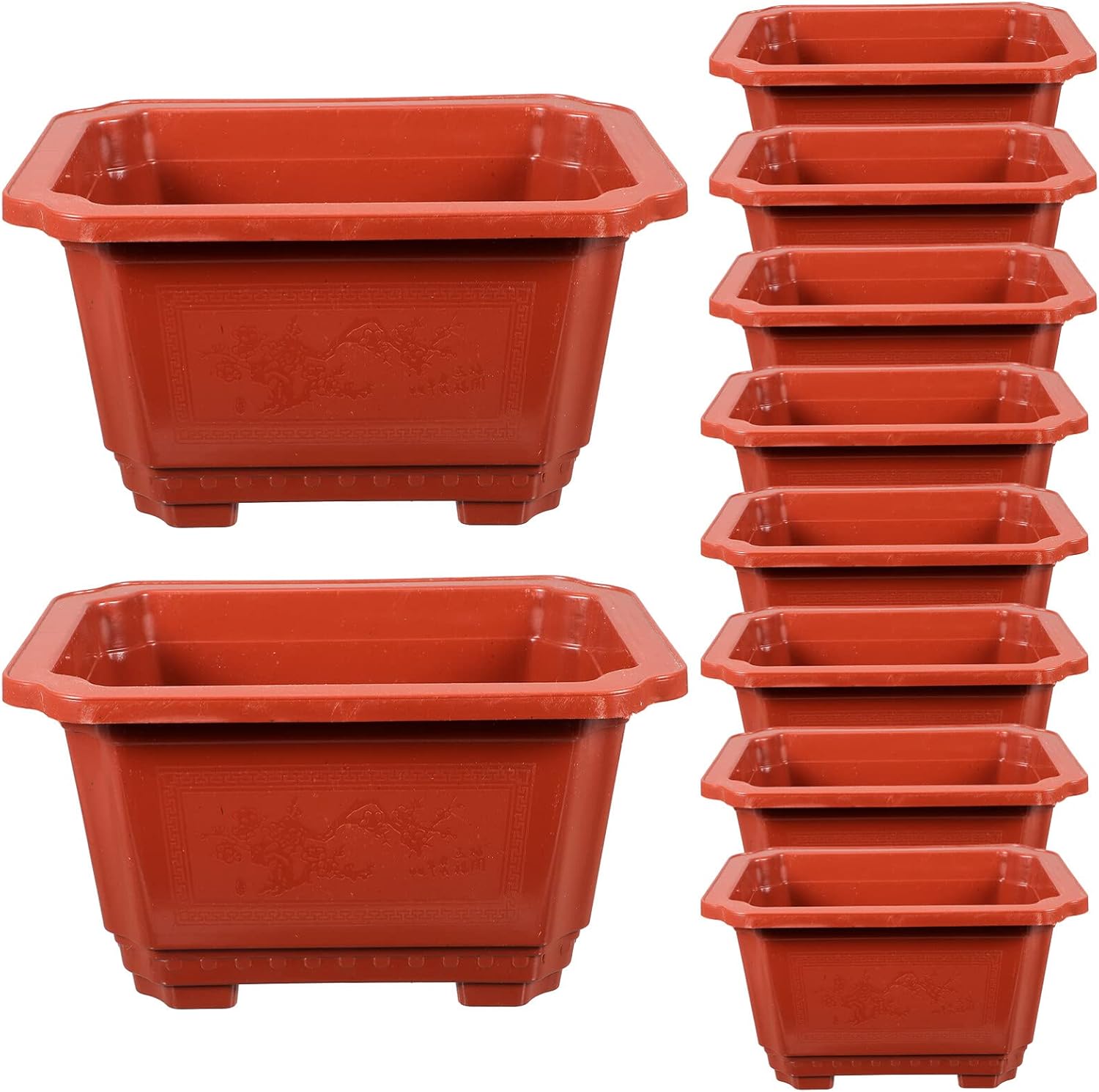 ERINGOGO 10 PCS Bonsai Training Pots, 10 Bonsai Plants Growing Pot Plastic Rectangular Planter with Drainage Holes, Large Deep Flower for Nursery, Garden, Balcony