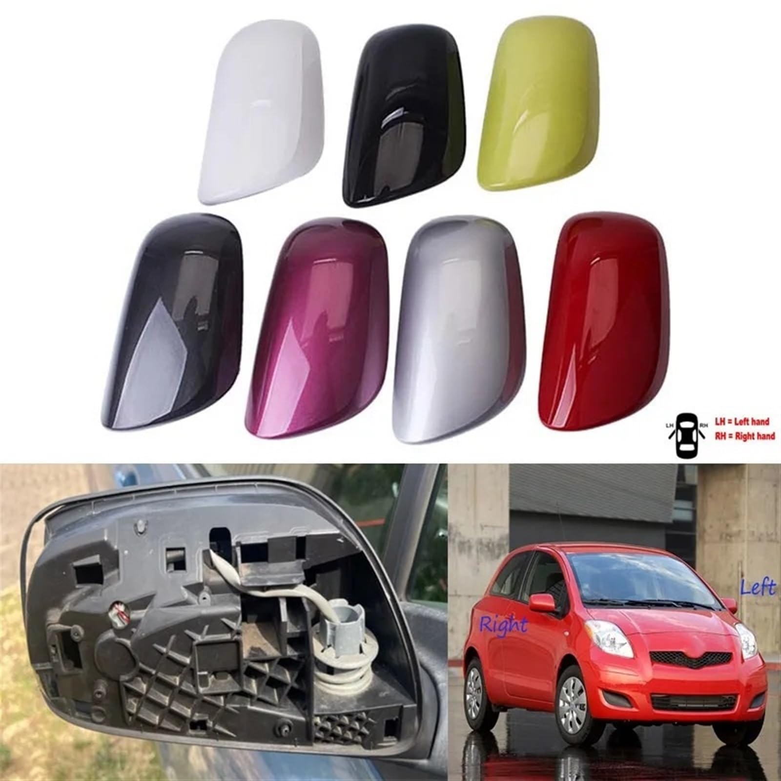 CALOTTE SPECCHIO DESTRA Per Toyota Per Yaris 2006-2011 Copertura Specchietto Retrovisore Guscio Specchietto Retrovisore Custodia Alloggiamento Accessori Auto Calotta Specchietto(Gray Right)