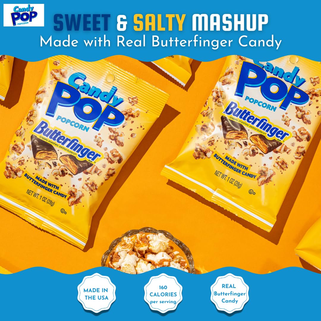 Candy Pop Butterfinger Candy Coated Popcorn (5.25oz bags, 3-Pack)