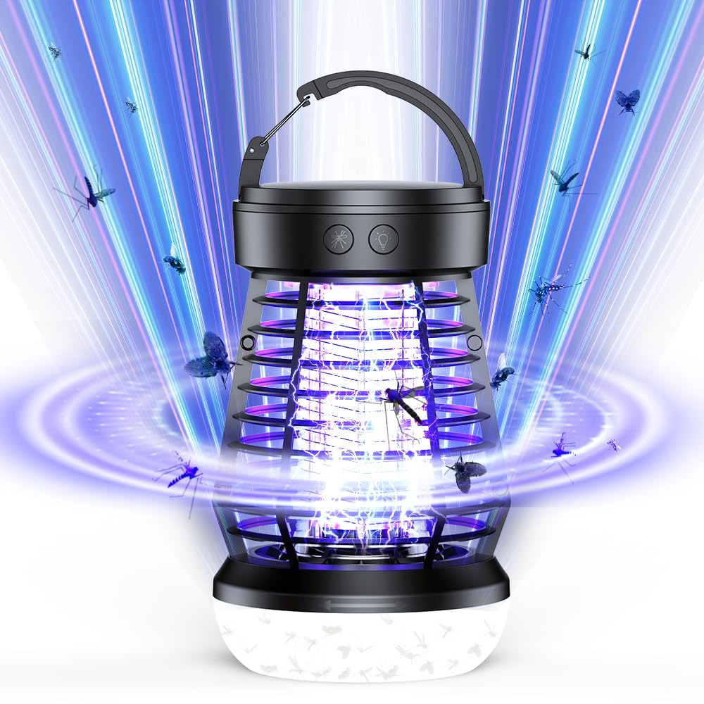 LOZLTX Upgrade Electric Fly Zapper【Unique Wave Reflection Technology 】【6 Times More Efficient - Industry No.1 100% Fly Killing】with Hanging Hook for Camping, Outdoor Garden