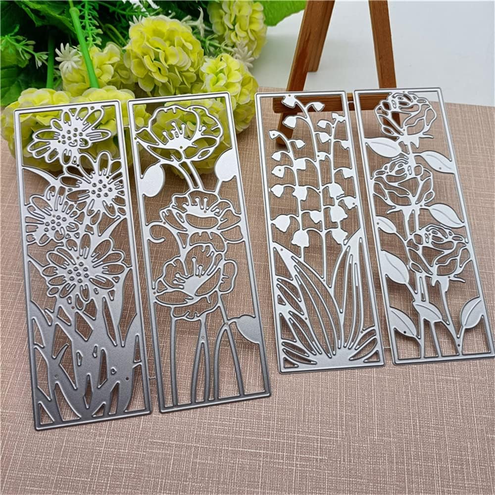 ALIBBON 2Pcs Flower Frame Die Cuts for Card Making, Flower Background Cutting Dies