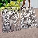 4 Pieces Background Flower Frame Metal Cutting Dies 3D Rectangle Flower Dies Leaves Shape Embossing Scrapbooking Dies Cuts Stencil for DIY Scrapbooking Bookmark Album Decoration Card Making