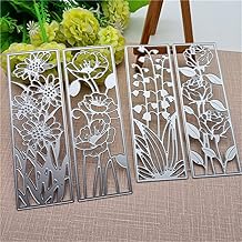 4 Pieces Background Flower Frame Metal Cutting Dies 3D Rectangle Flower Dies Leaves Shape Embossing Scrapbooking Dies Cuts Stencil for DIY Scrapbooking Bookmark Album Decoration Card Making - Buy now