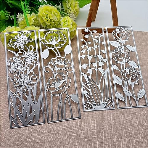 4 Pieces Background Flower Frame Metal Cutting Dies 3D Rectangle