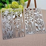4 Pieces Background Flower Frame Metal Cutting Dies 3D Rectangle Flower Dies Leaves Shape Embossing Scrapbooking Dies Cuts Stencil for DIY Scrapbooking Bookmark Album Decoration Card Making