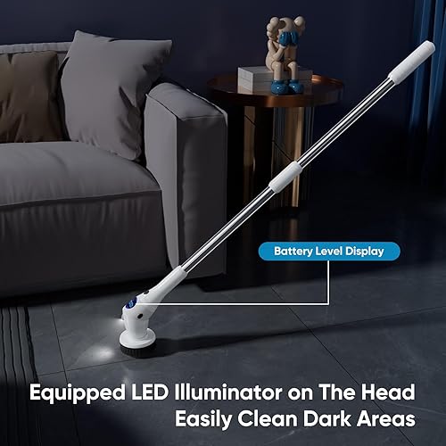 Miniatura 5 de Asknoon - Limpiador eléctrico giratorio inalámbrico, de potencia mejorada, 8 cabezales de repuesto, limpiador de baño ajustable de 1.5 horas, 3