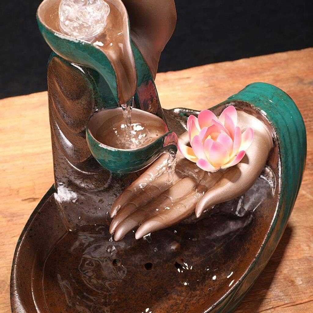 Relaxation Fountain Tabletop Fountain Ceramics Desktop Fountain Feng Shui Lucky Decoration Water Fountain Housewarming Gift 13.79 Inches Quiet Soothing Sound of Water