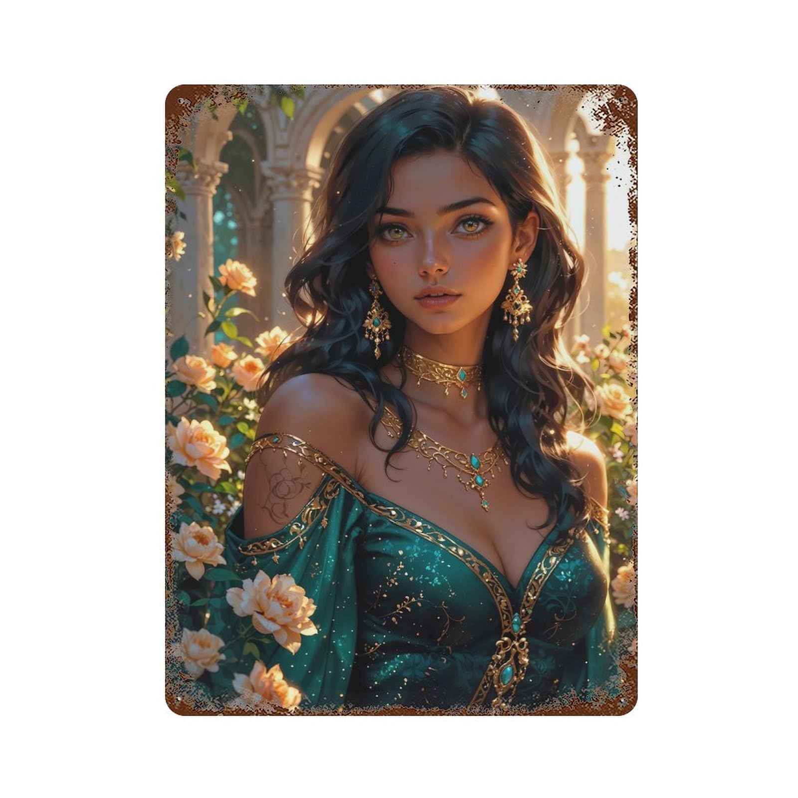 Emerald Beauty Enchanted Jewel of The Garden Retro Metal Sign 15.7"x11.8", for Pub, Kitchen And Man Cave Decor, Retro Wall Decor
