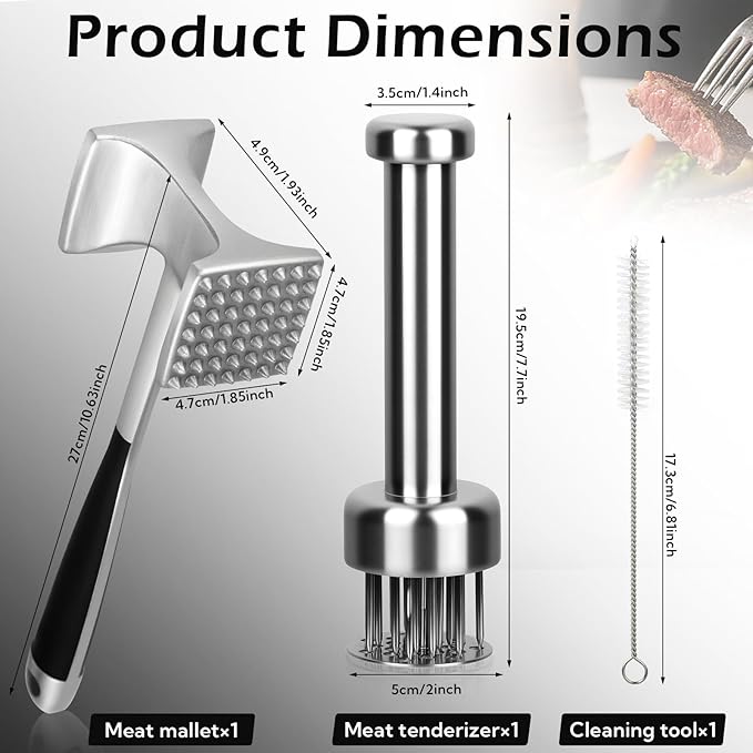Ablandador de Carne de Acero Inoxidable con 21 Agujas de Seguridad miniatura 2
