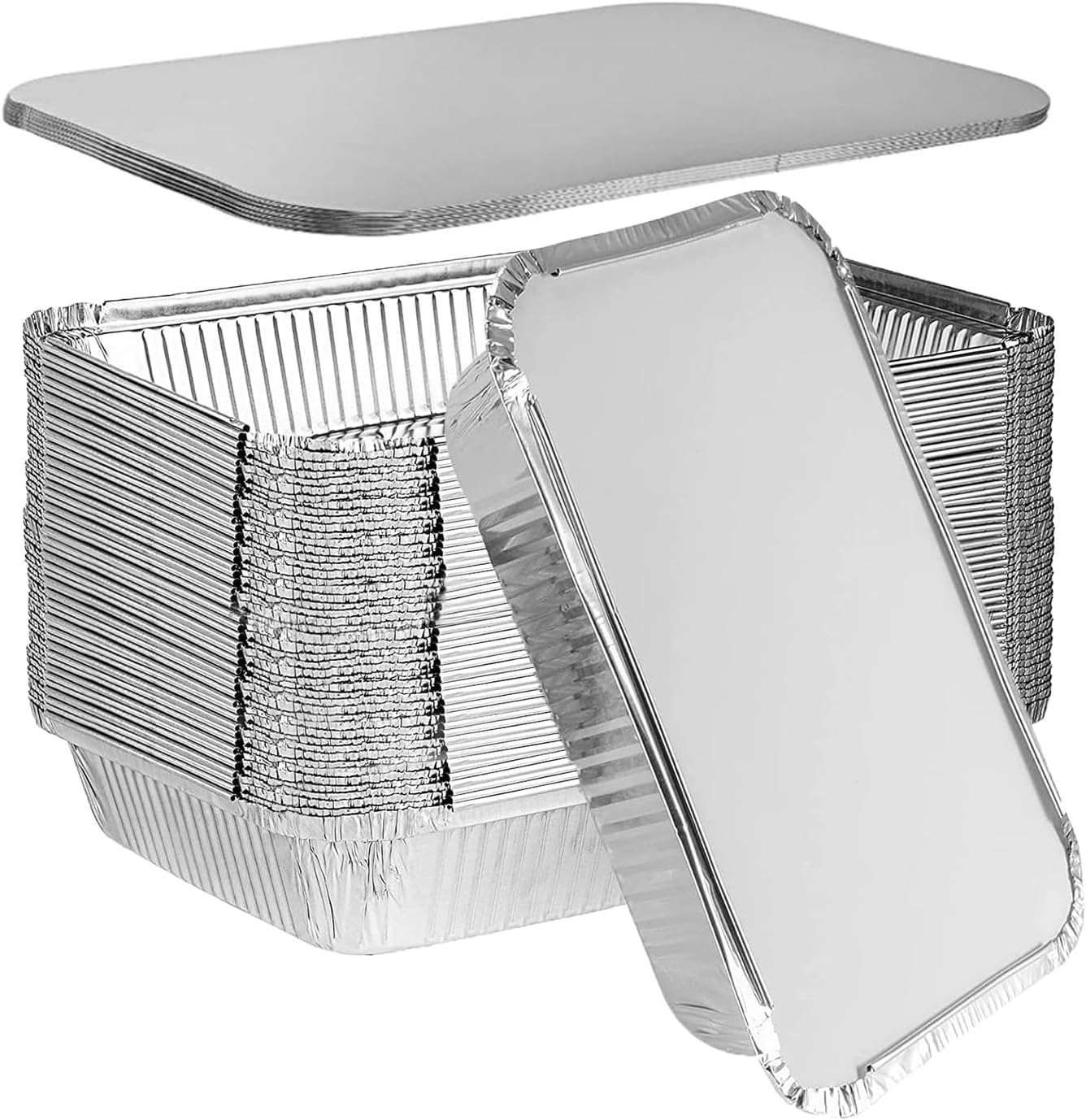 20 Barquettes En Aluminium Avec Couvercles – 26x19x6.3 Cm, Pour Cuisson, Congélation, Four (Résiste à 660°C) - 12