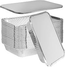 20 Grands Barquettes Jetables Aluminium avec Couvercle 2200ml Barquette aluminium avec couvercle pour Congélation,Barbecue,Cuisson au four Barquettes Barbecue Plateaux | Bol jetable en feuille d'aluminium - Pour cuire, rôtir et cuisiner - 2200 ml