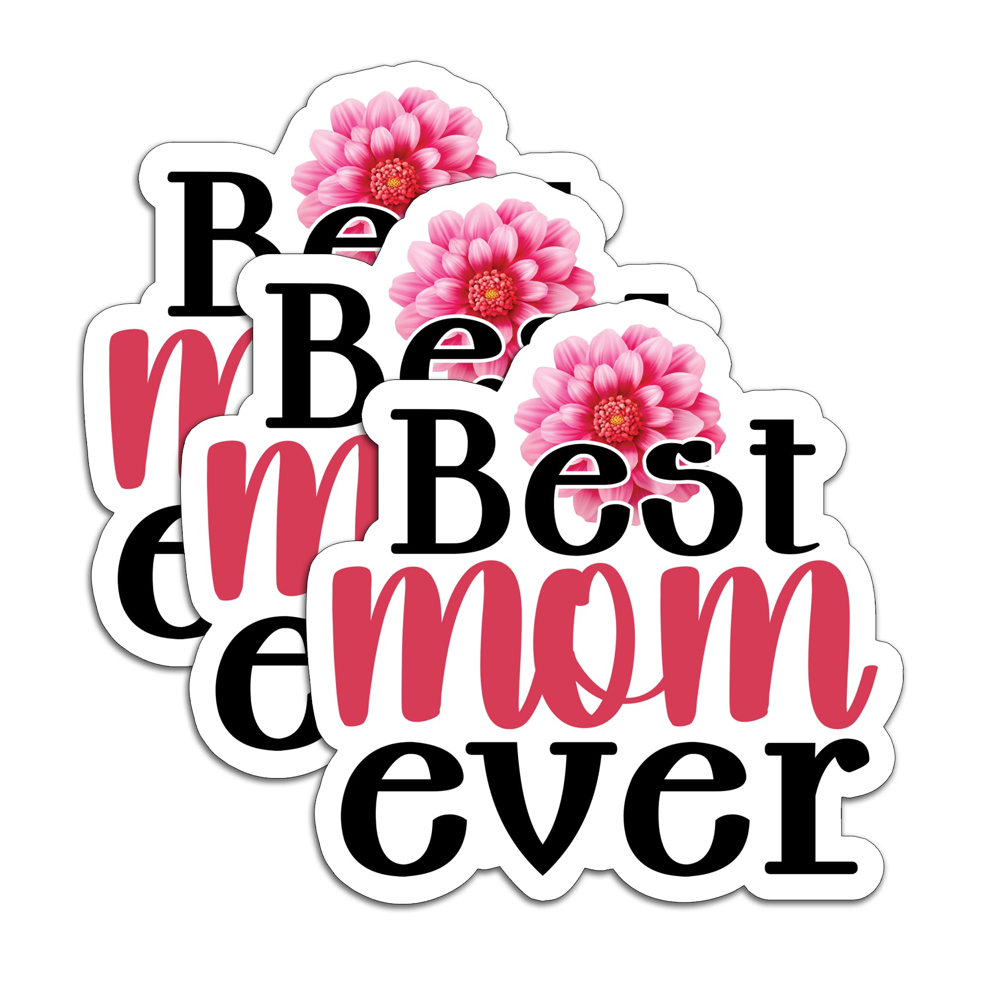 Autocollants Best Mom Ever en vinyle imperméable | Lot de 3 stickers pour bouteille et ordinateur