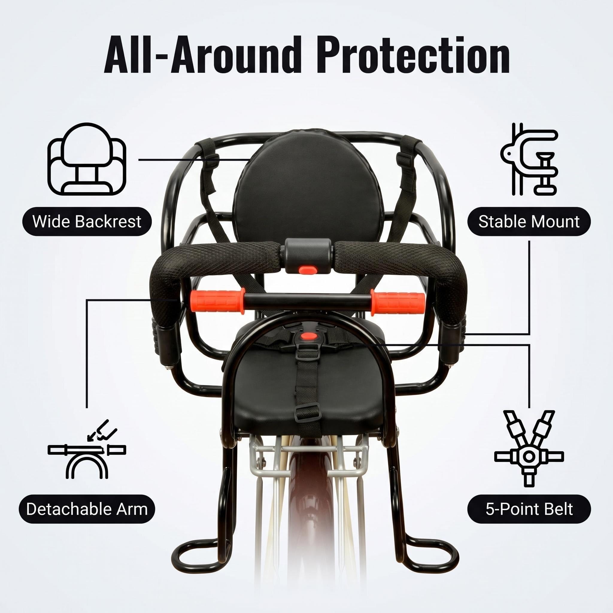 Photo 1 of UOIWYAW Kids Rear Bike Seat, Rear Mount Child Bike Seat for 18 Months to 7 Years Old, Safety Bicycle Carrier for Adult Mountain Bike & Electric Bikes (Black)
