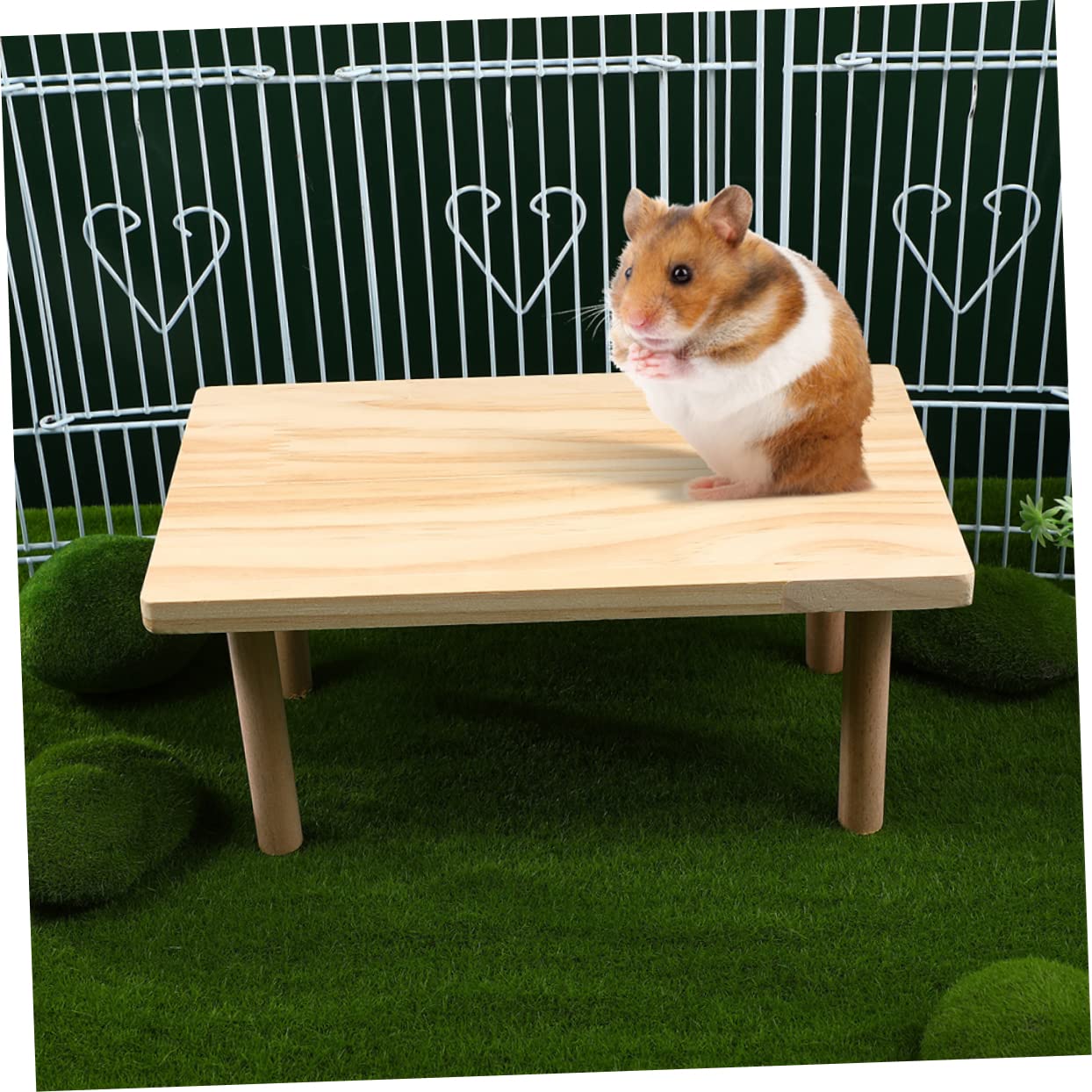 COLLBATH Hamster Holzplattform Stabile Spiel und Kletterplattform für Kleintiere Beißfest Fördert Bewegung und Koordination als Käfigzubehör für Hamster und Kleine Haustiere